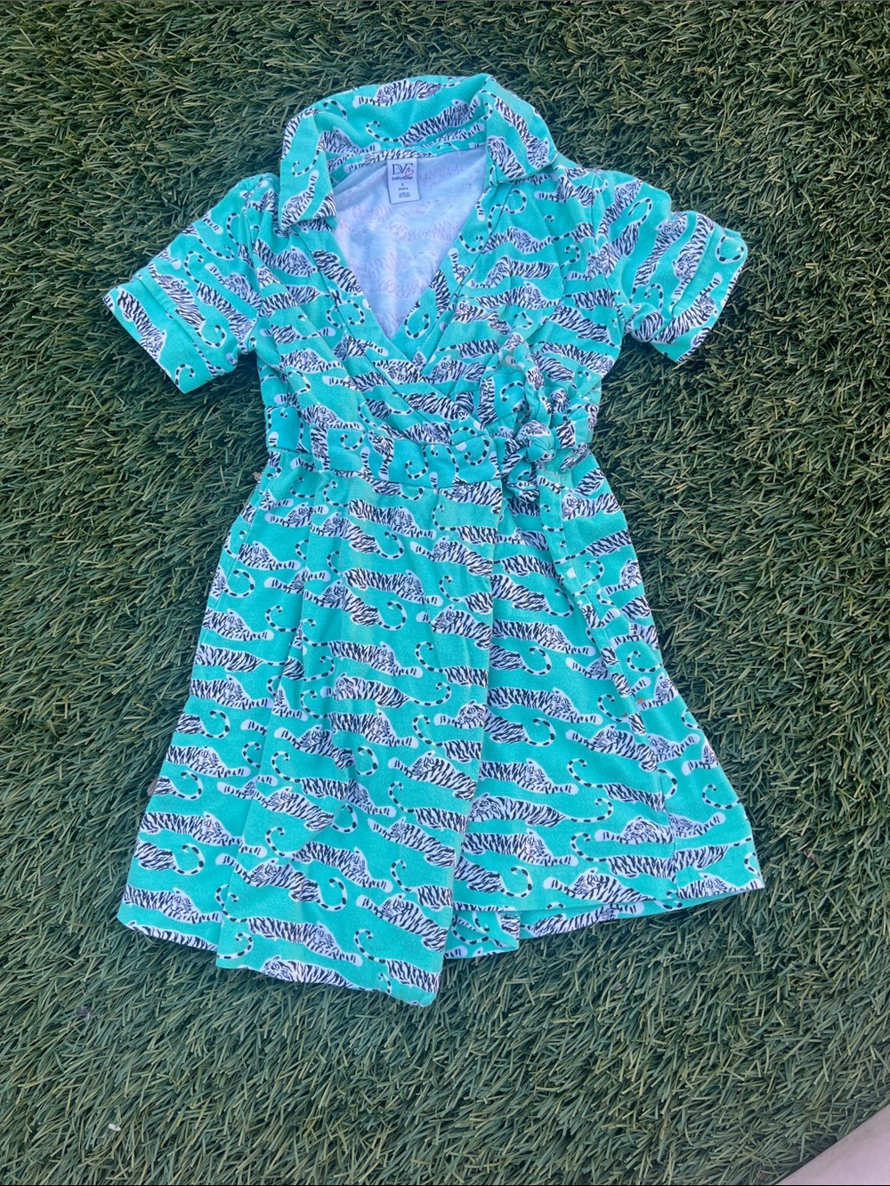 Diane Von Furstenberg DVF BabyGap Wrap Dress Teal White Tiger - 5 kids girls